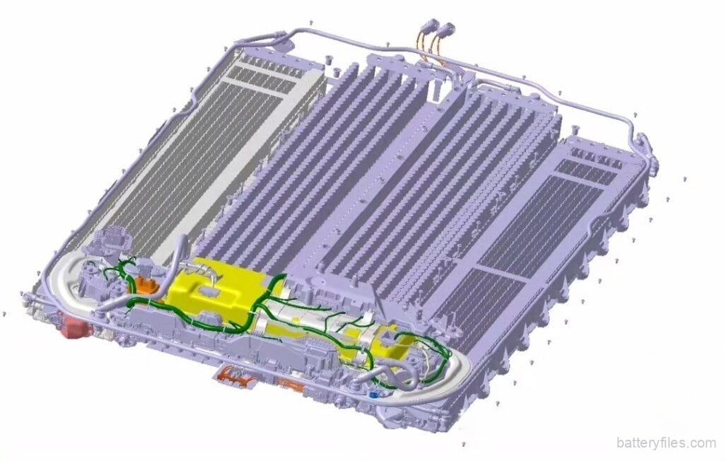 Tesla Model 3 Battery Pack 3D battery cells and cooling pipes